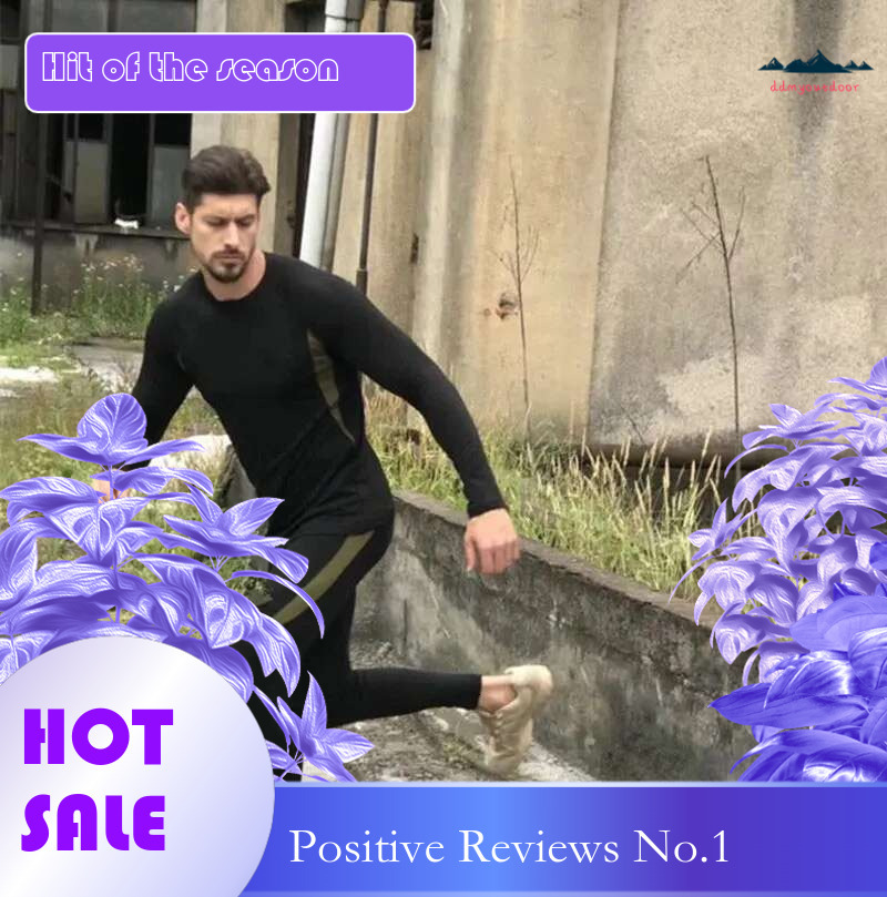 Ddmyoutdoor China Domestic Men GYM Suits Sports Fiess Sets Workout Exercise Jogging Hiking Skiing Top Long Tee Shirts Running Tights Fleece Tracksuit