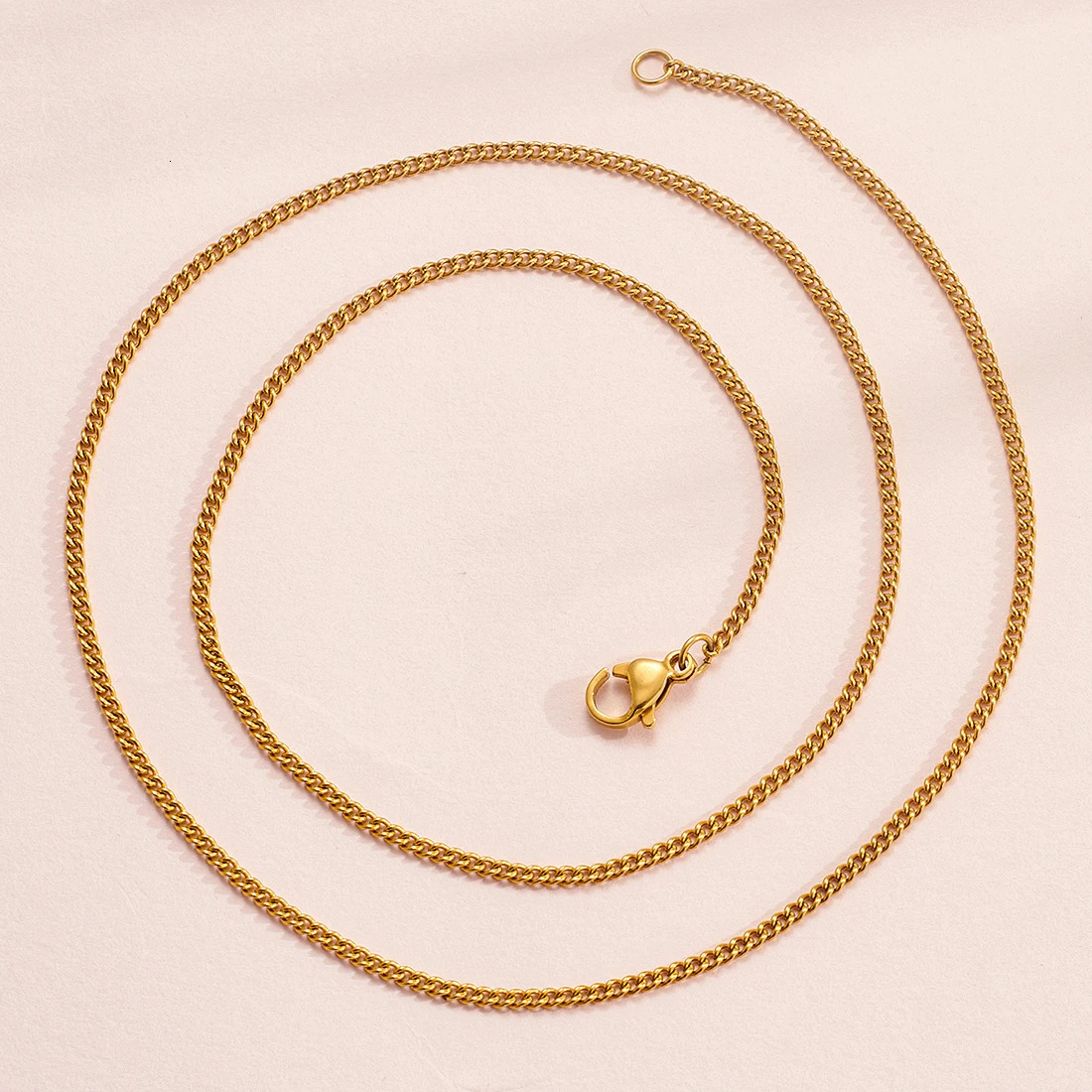 2mm Wide Stainless Steel Link Chain Necklace for Men and Women Silver Color Gold Available Length 1430 250114
