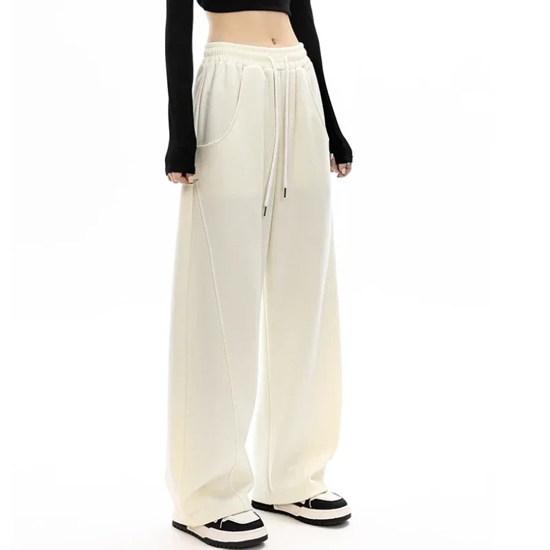 2024 Men Women Sweatpants Autumn and Winter Solid Color Casual Versatile Wide Leg Trousers Soft Sports Jogging Pants Female 250113