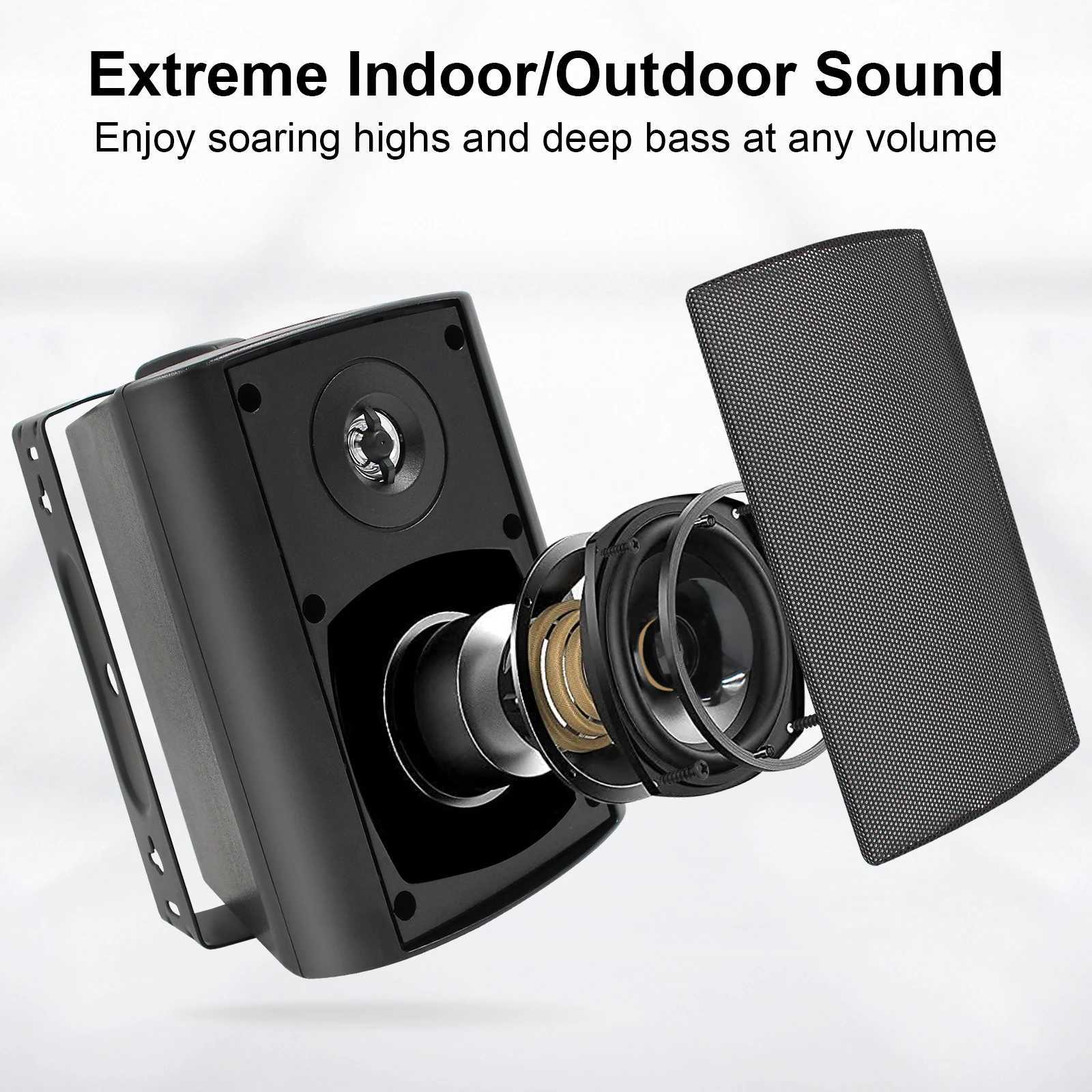 Car Audio Herdio 2PCS 4 200 Watt Indoor Outdoor Speakers Wall Mounted 2 Way Audio SystemPowerful Bass Expansive Stereo Sound Coverage H250118