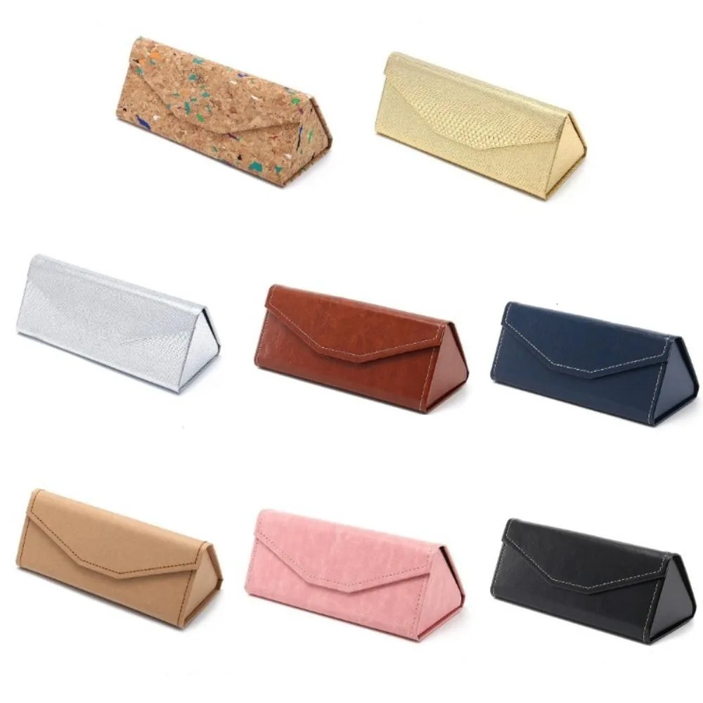 European velvet triangle folding glasses Women case Elegant sunglasses men soft reading box Eyewear Cases 250109