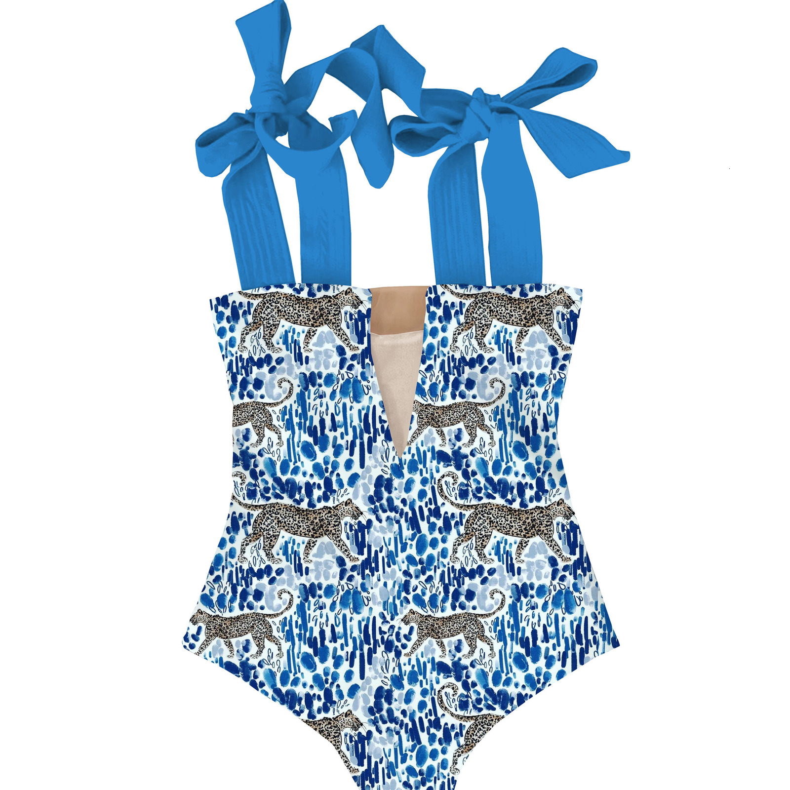 One Piece Swimsuit 2024 Cute Swimwear Women Bow Swimwear Hollow Out Bathing Suit Back crisscross Monokini Swim 250113