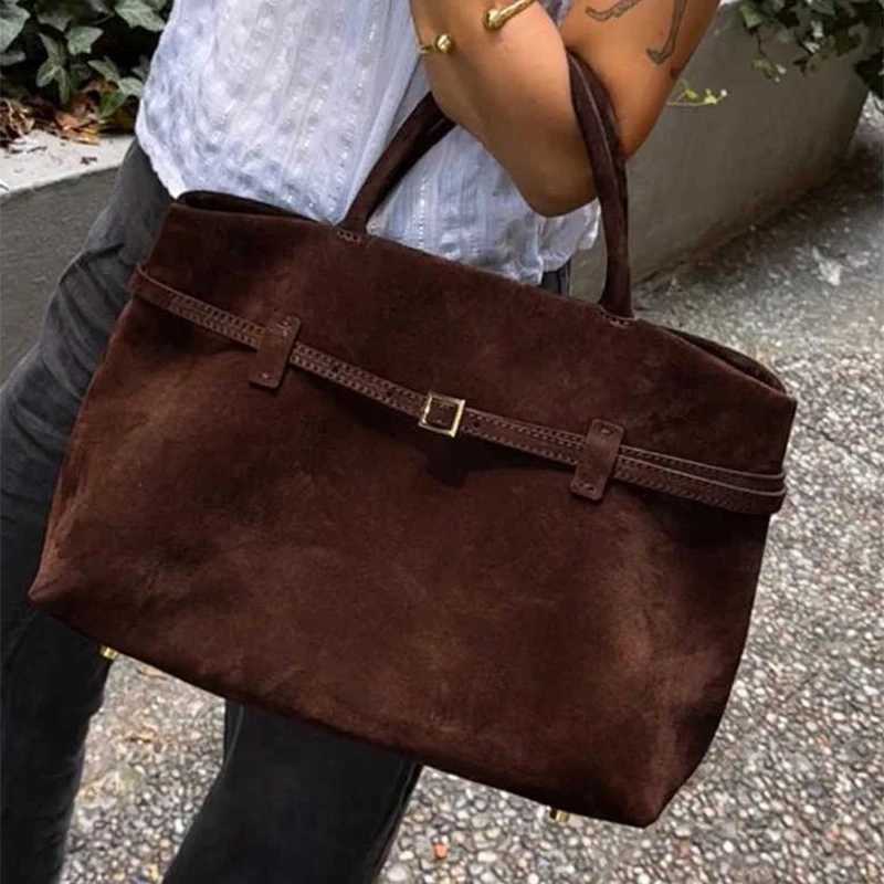 Large capacity womens handbag decoration design artificial suede Buckle casual handbag elegant womens shoulder bag new T250118