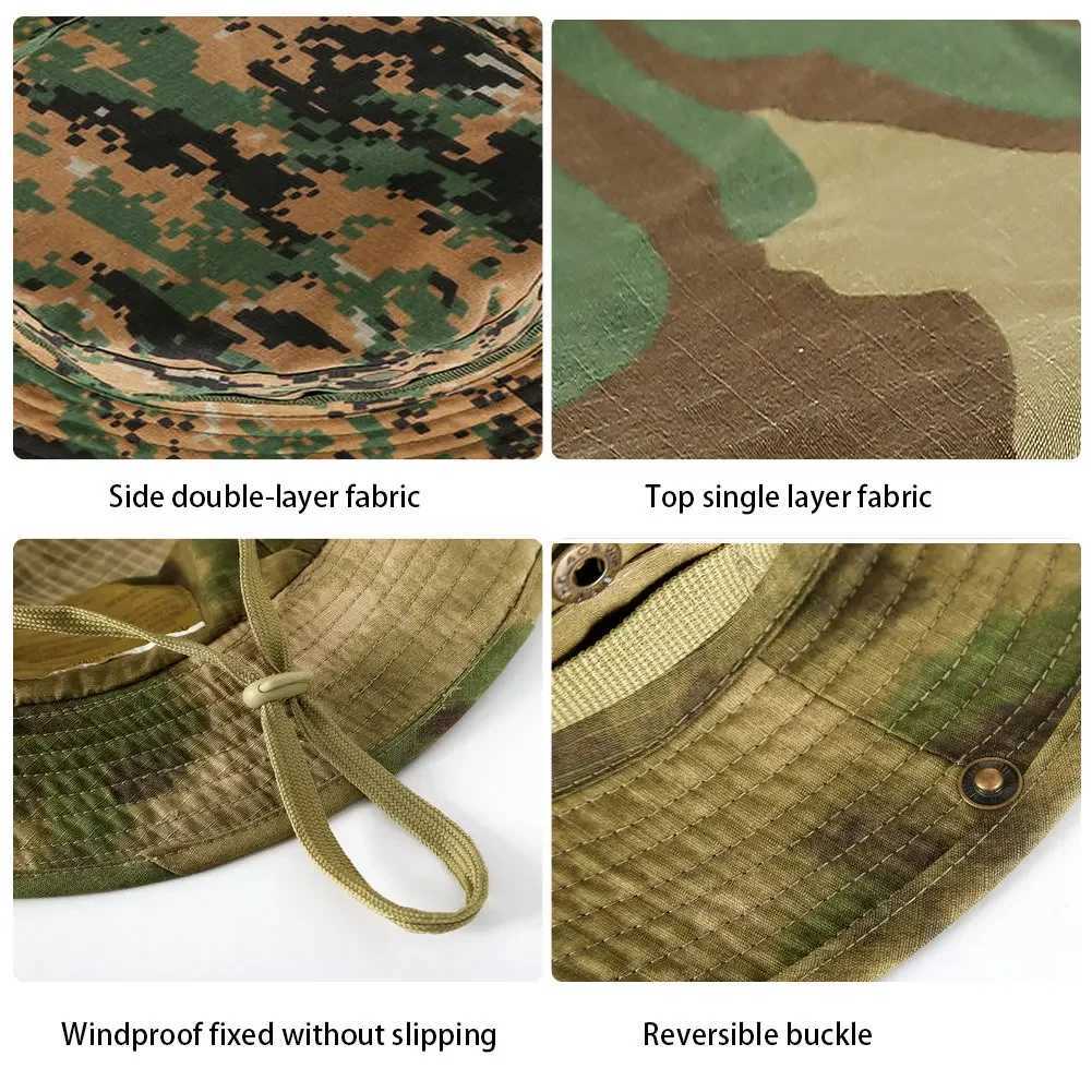 Men Hunting Hiking Outdoor Camo Sun s Camouflage Hat Tactical US Bucket Hats Panama SummerXJ250116