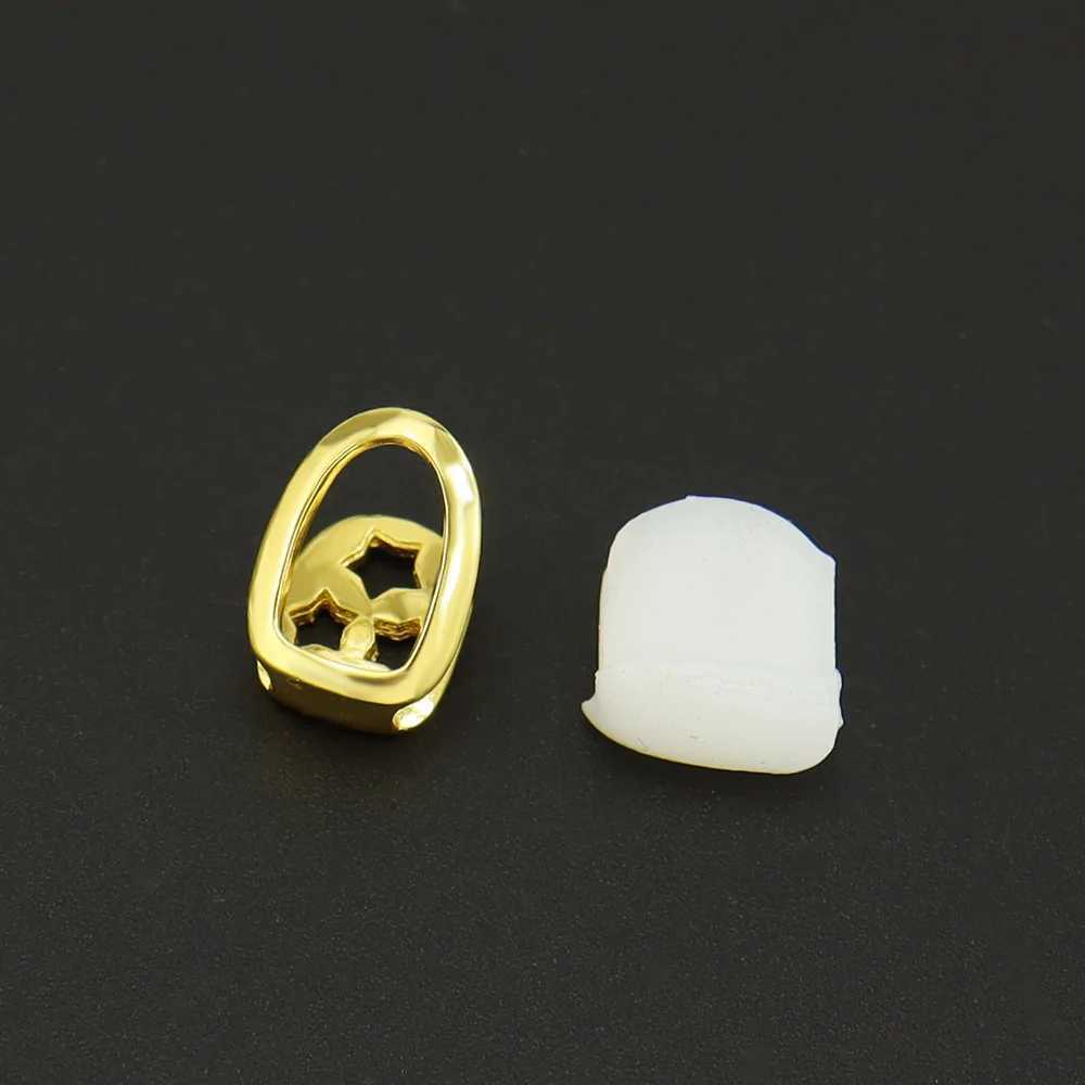 1pc Hip Hop Star Teeth Grillz Gold Plated Dental Grills Rock Tooth Grillz Caps Crystal Teeth Caps Halloween Vampire ToothXJ250114