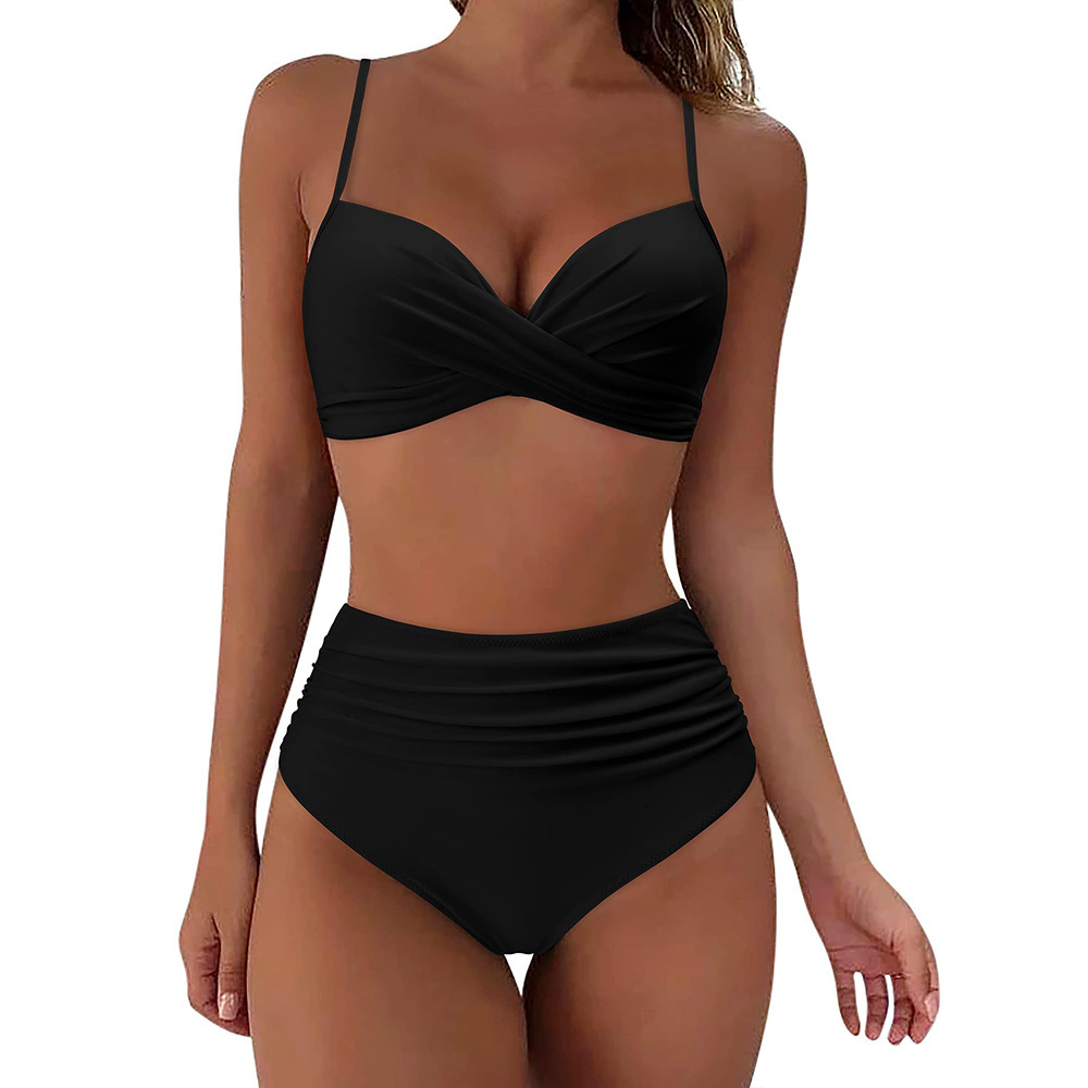 fashion tracksuit sexy high waisted leopard print split cross hard pack bikini swimsuit