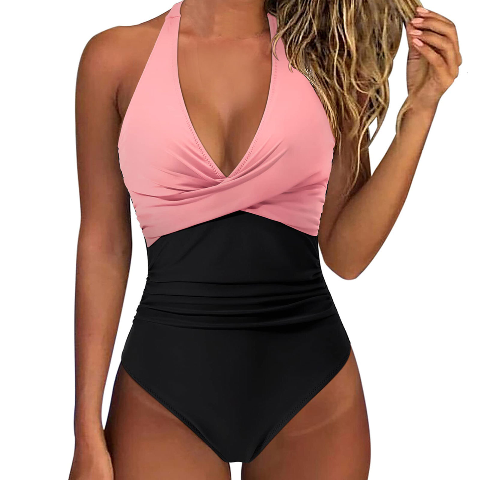 New Colorful One Piece Cross Pack Multi Color Off Back Lace up Sexy Swimsuit