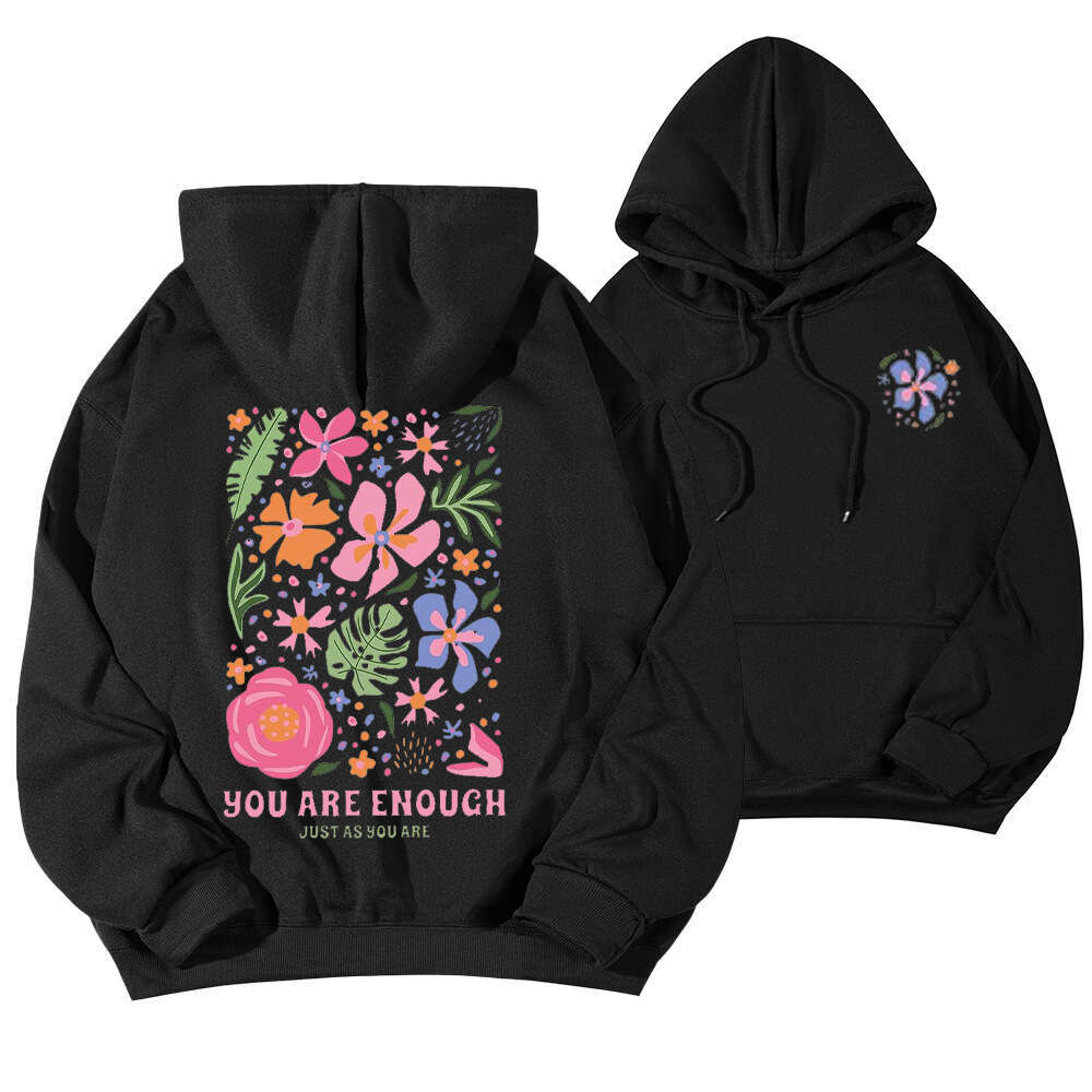New SOLY HUX Women's Flower Letter Printed Drawstring Hoodie Coat