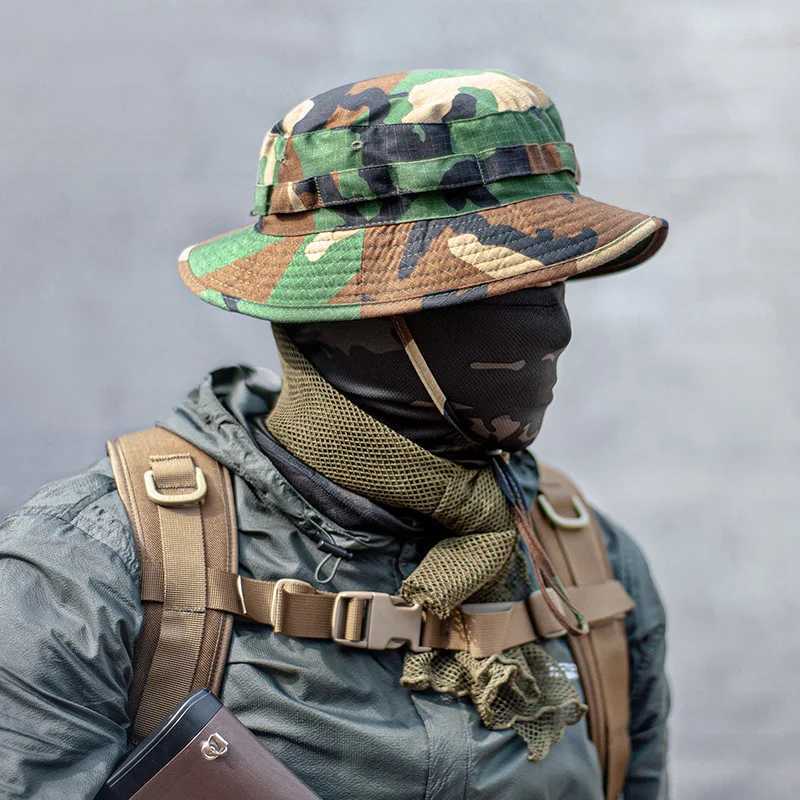 Techwear Tactical Bucket Hat Men Women Outdoor Sport Training Multifunction Camouflage Bucket HatsXJ250116