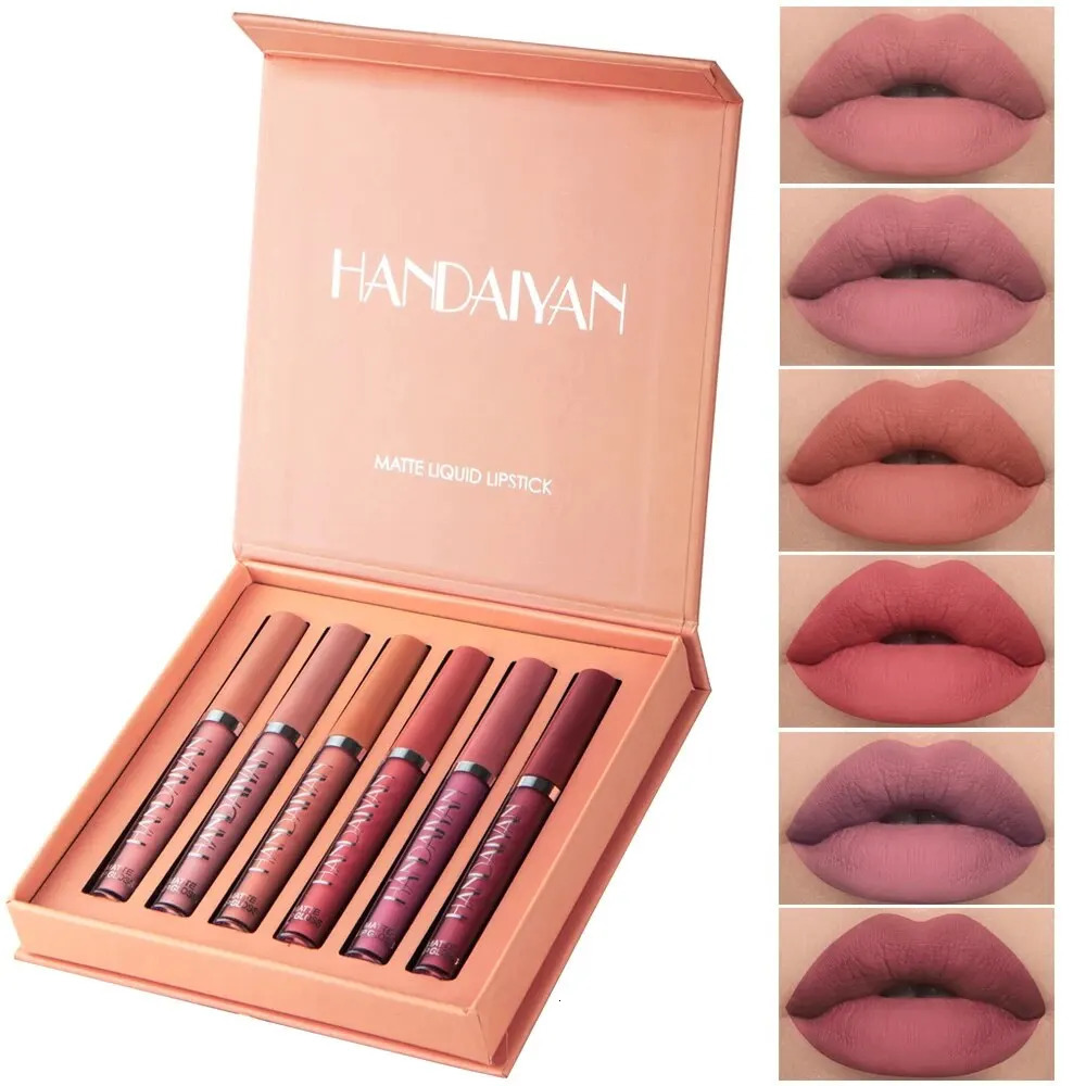 6Pcs Matte Liquid Lipstick Makeup Set Matte Liquid Long-Lasting Wear Non-Stick Cup Not Fade Waterproof Lip Gloss 250108