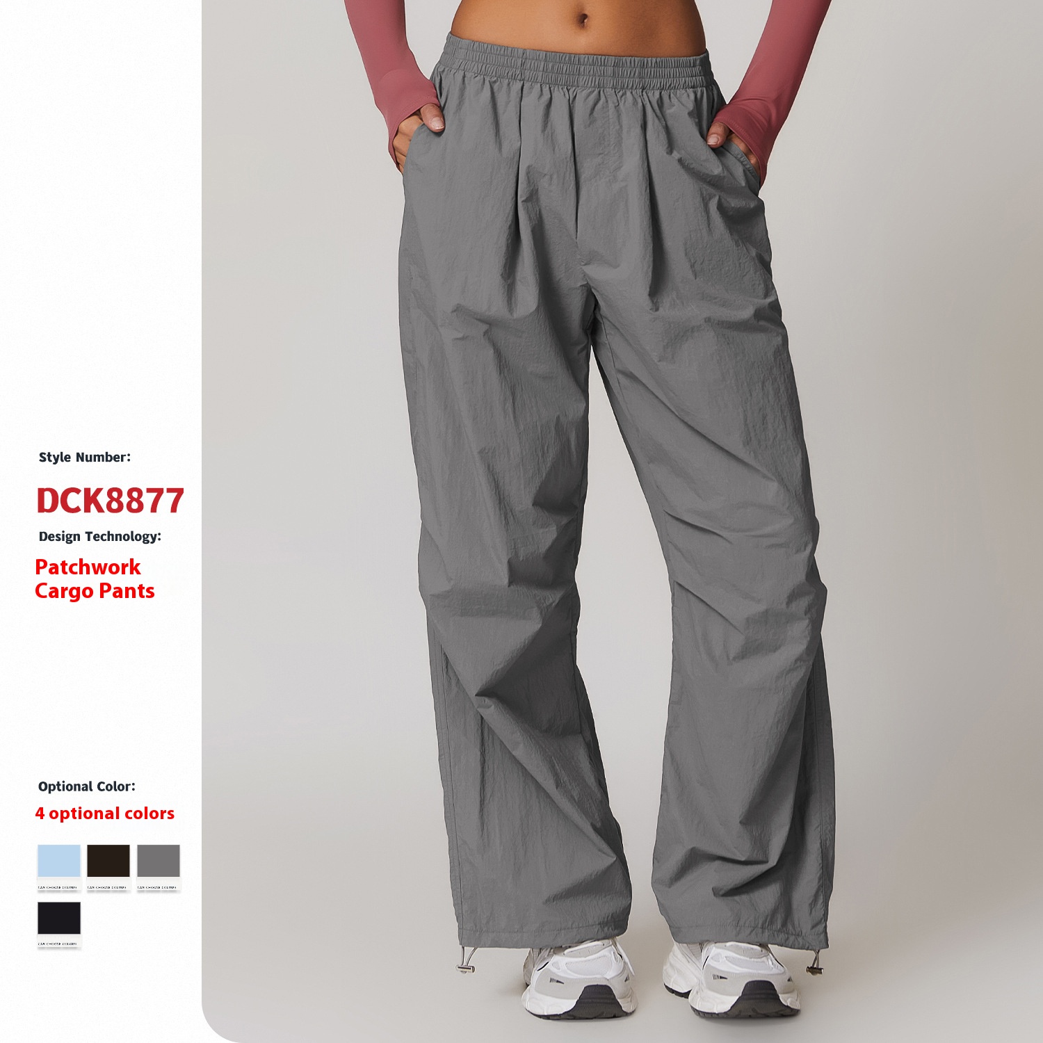 Lightweight breathable work pants women leg drawstring design casual sweatpants multi-pocket running fitness pants