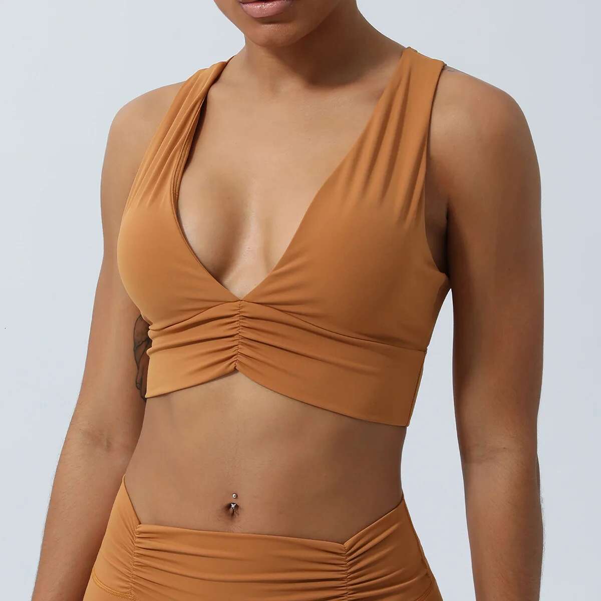 Ddmyoutdoor China Domestic Deep V Neck Gym Clothing Wide Shoulder Yoga Bra Cross Strap Sports Shockproof Fiess Bras Inner Removable Chest Pad