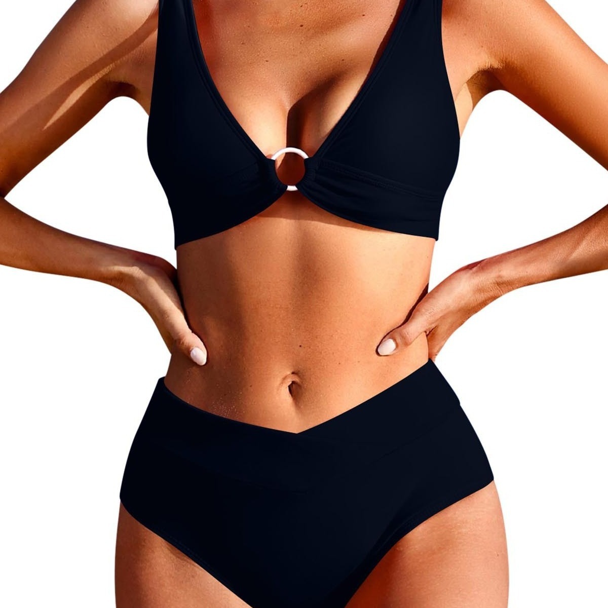 tracksuit New Sexy Solid Circle Decoration Women's Split Bikini Swimsuit