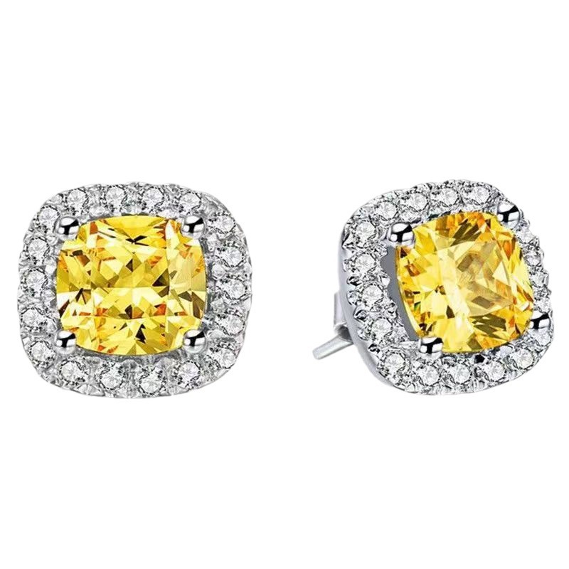2025 Drop Ship Sparkling Stud Earrings Luxury Jewelry 925 Strerling Silver Cushion Shape 5A Cubic Zircon CZ Diamond Gemstones Party Women Lady Earring