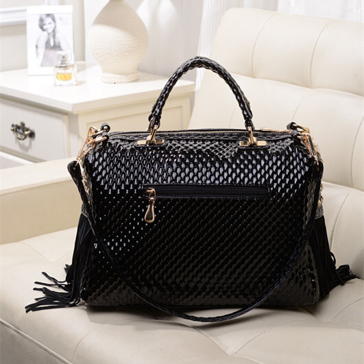 New Brand Women's Handbag Genuine Leather Tassel Fashion Rhie Large Capacity Female Shoulder Crossbody Bags