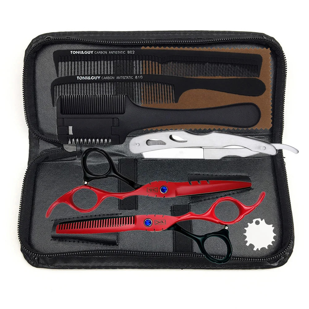 440C Japan Professional Hairdressing Scissors Cutting Thinning Shears Hair Kit Right Hand Barber 250108