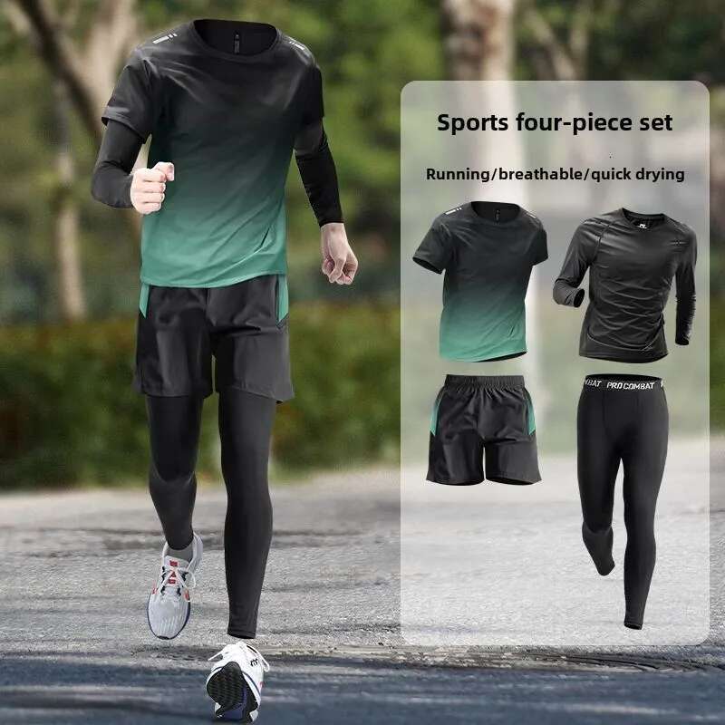 Sports Suit Quick-Dry Running Training Fiess Wear Fall Winter Morning Runs Track Field Equipment Men's Sportswear Set