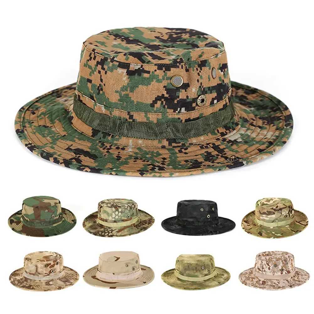 Men Hunting Hiking Outdoor Camo Sun s Camouflage Hat Tactical US Bucket Hats Panama SummerXJ250116