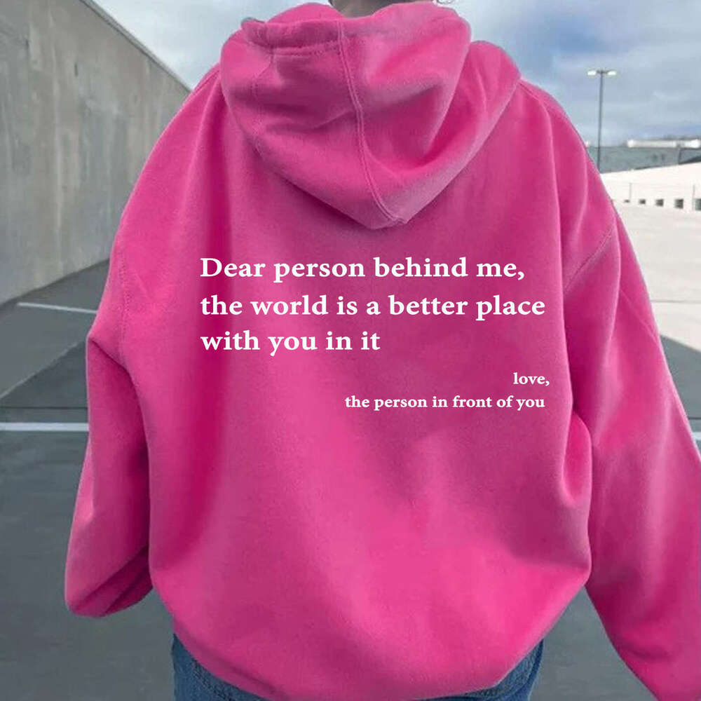 Women's hoodie plain letter print kangaroo pocket drawstring hooded sweatshirt jacket