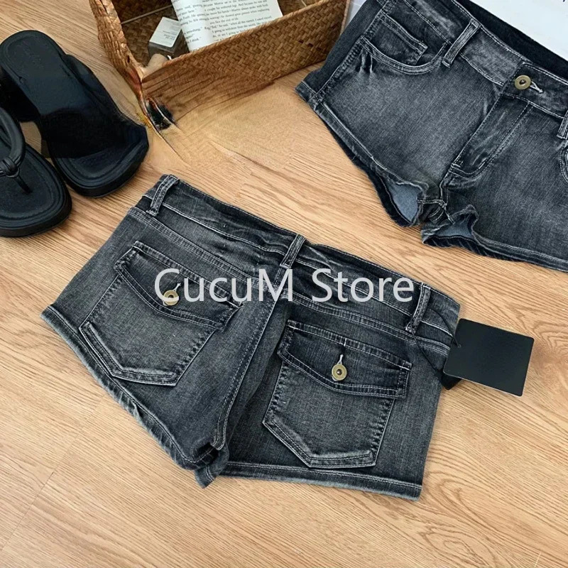 Summer Women Y2k Streetwear Gyaru Harajuku Fashion Grunge Vintage Coquette Low Rise 2000s Jean Shorts Denim Pants Japanese 250115