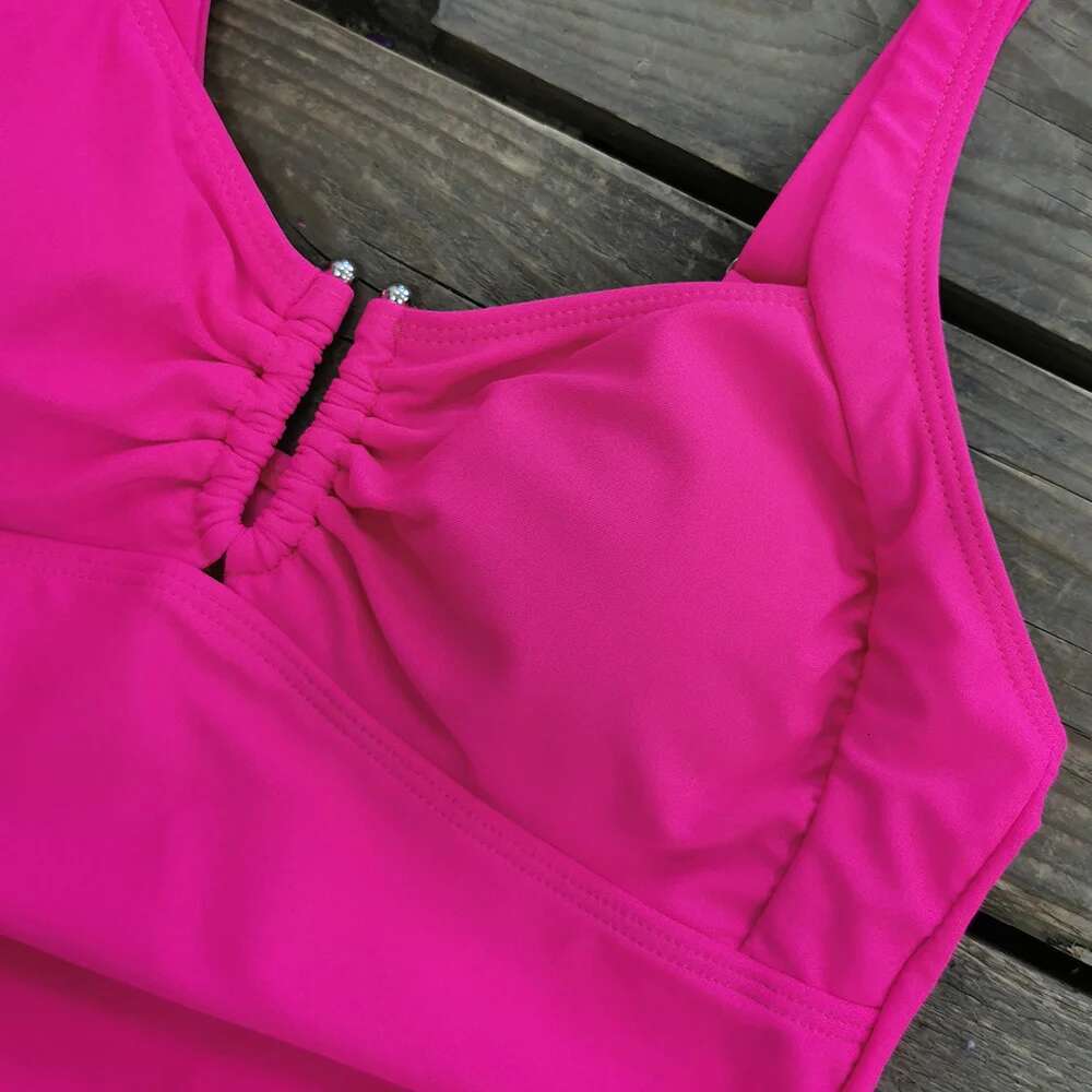 2025 Sexy Women Tankini Swimwear Wer Printed Ruffle Large Size Swimsuits High Quality Beachwear Summer Style Bathing Suit XXL