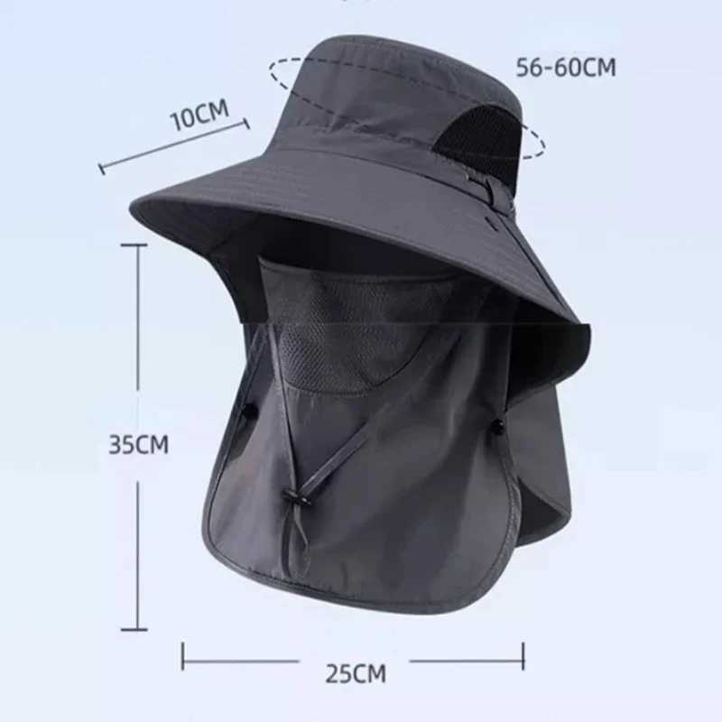 Fishing Hat With Mask UPF 50+ Summer Sun Protection Wide Brim Women Men Sun Outdoor Mountaineering Hunting Hiking Sun HatXJ250116
