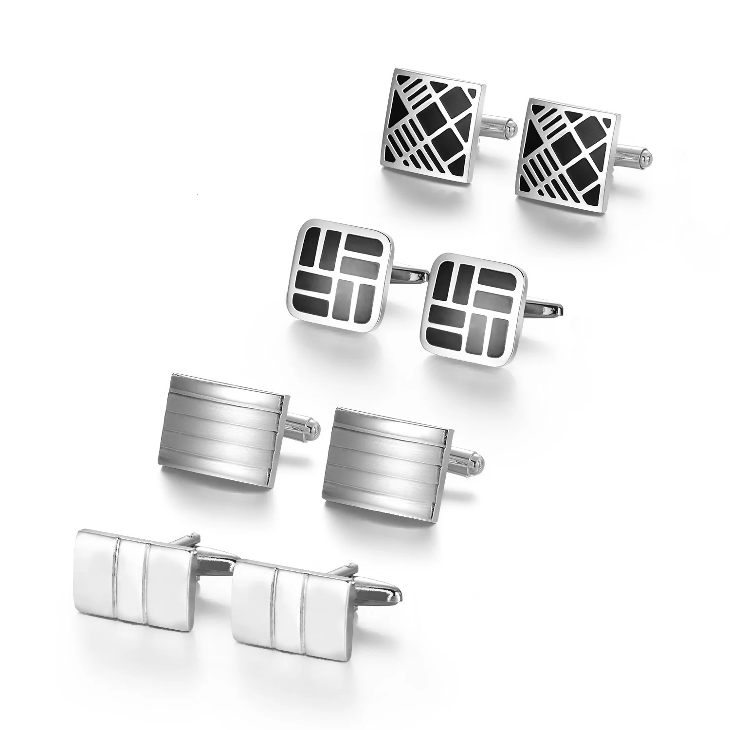 4 pairs of cufflinks set cufflinks for mens weddings bridesmaids beauty gifts mens shirts cufflinks with boxes jewelry tie clips 250110