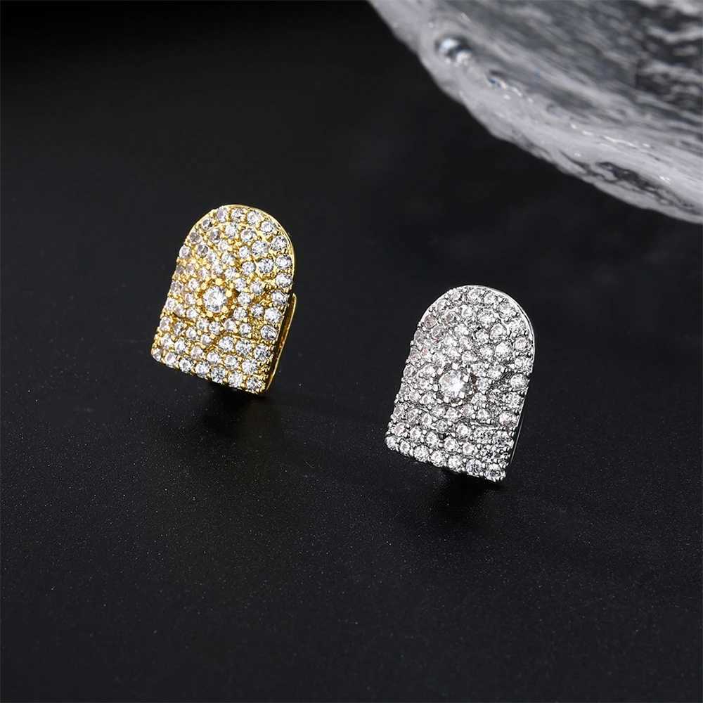 D Z Hip Hop Single Arch Shape Teeth Grillz For Unisex 2024 Fashion Iced Out CZ Stones Paved Grills Dental Mouth Teeth JewelryXJ250114