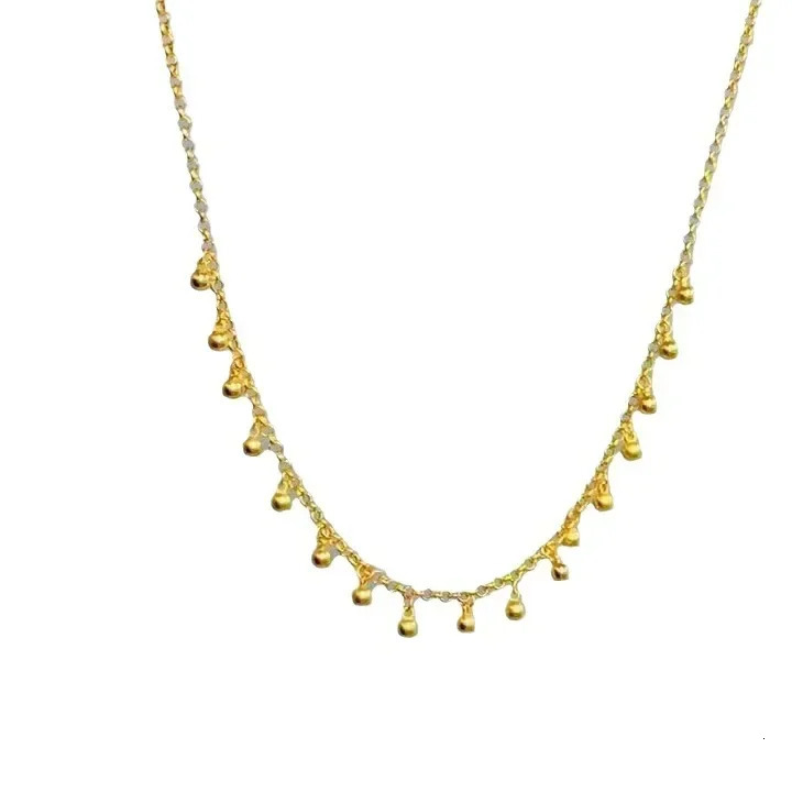 Womens jewelry 18K gold necklace small bead set chain fashionable and elegant clavicle AU750 250114