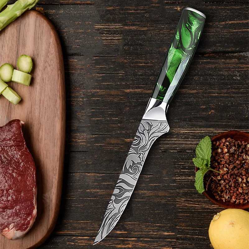 Kitchen Knife Chef Japanese Knife Laser Damascus Pattern Knife Cut Meat Fruit Bread Vegetable Boning Knife Slicing Utility KnifeXJ250117