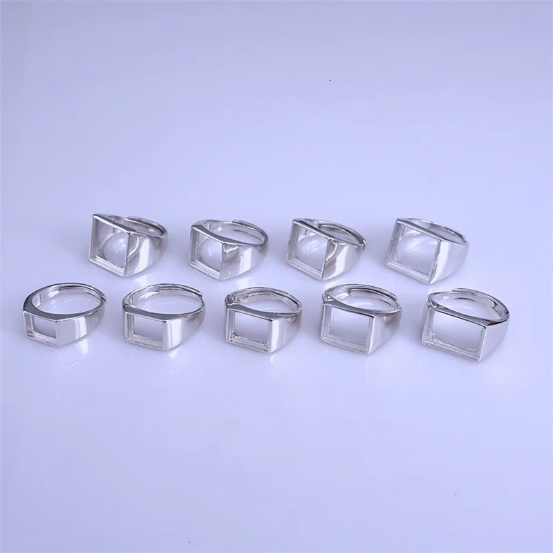 687910121014121m Square Gemstone S925 Sterling Silver Simple Ring DIY Support for Men Fine Fashion Charm Jewelry 250110