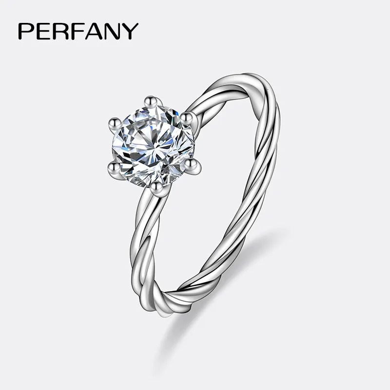 PERFANY 1CT Ring for Women S925 Pure Silver Sparkling Laboratory Cultivated Diamond Fashion Wedding Jewelry 250110