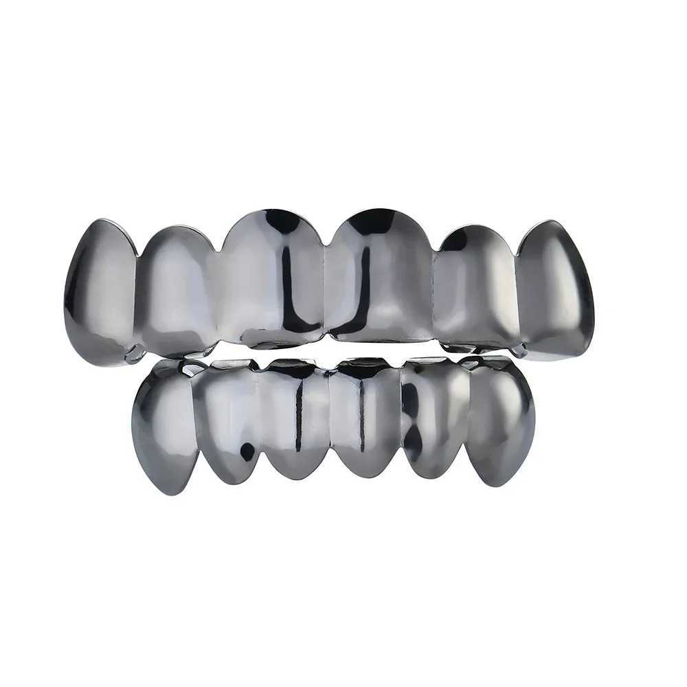 Hip Hop Gold Plated Teeth Grillz Set Top Bottom Tooth Grills Dental Mouth Punk Teeth Caps Cosplay Party Rapper JewelryXJ250114