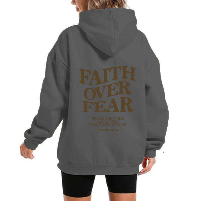 new hooded long sleeved Faith Over Fear printed sweatshirt jacket