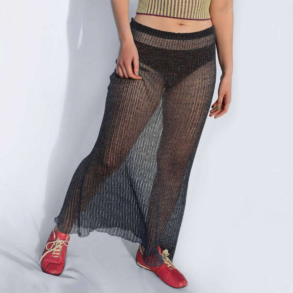 New European and American women's hot selg perspective fashion sexy pleated half skirt 2025 temperament versatile new trend clothing ins