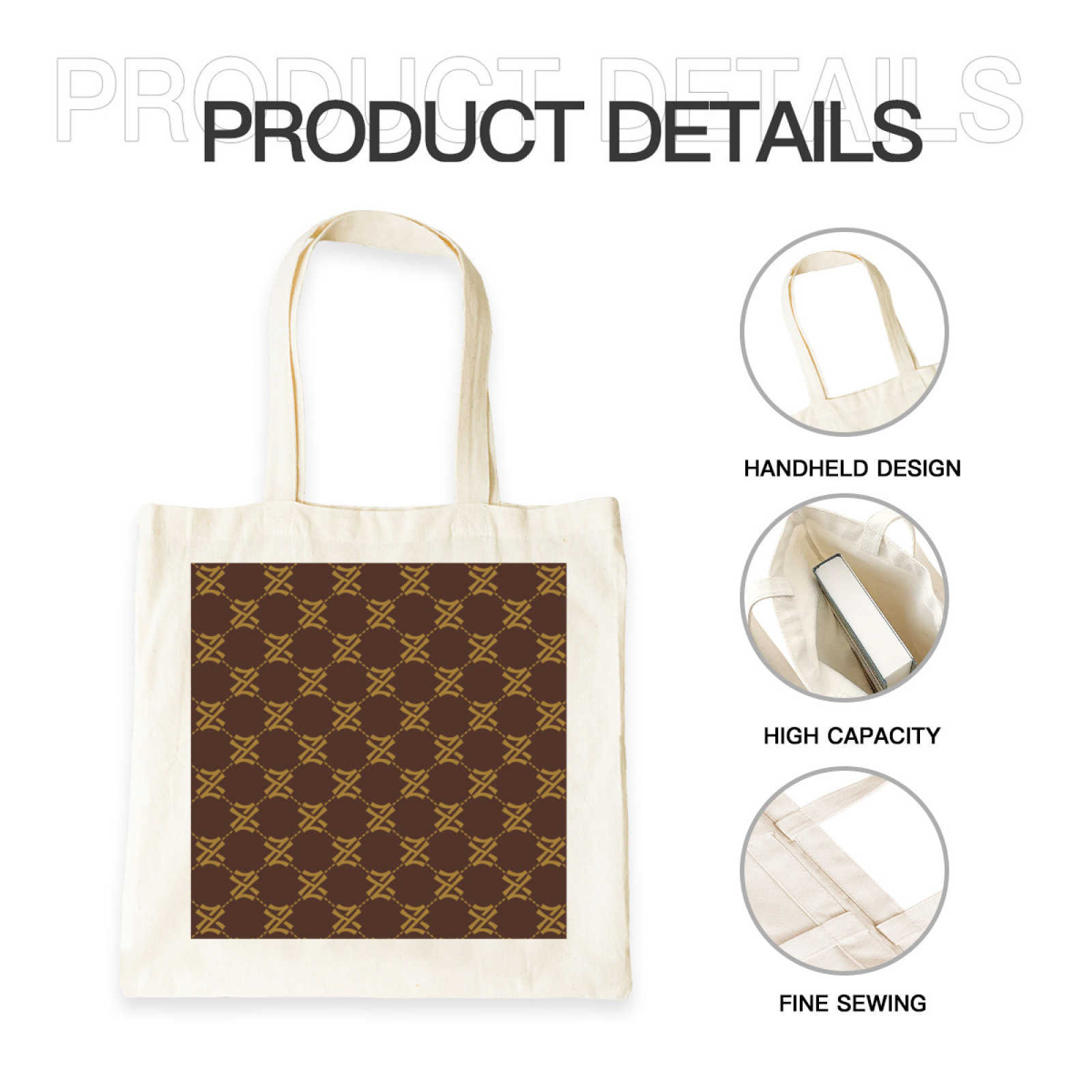 NXY Women's Canvas Shopping Bag Large Capacity Handbag Reusable Commuter Bags Simple Tote Bag Foldable Shoulder Bag