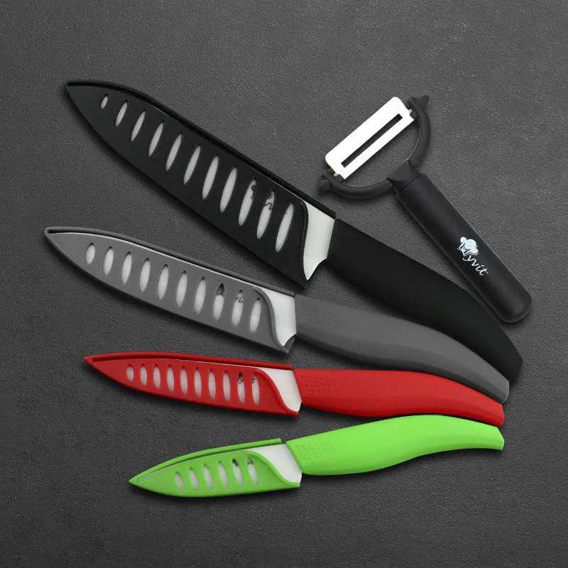 Ceramic Knife Set 3 4 5 6 inch Kitchen Chef Knives Serrated Fruit Vegetable Utility Slicing Bread Zirconium White Blade KnifeXJ250117