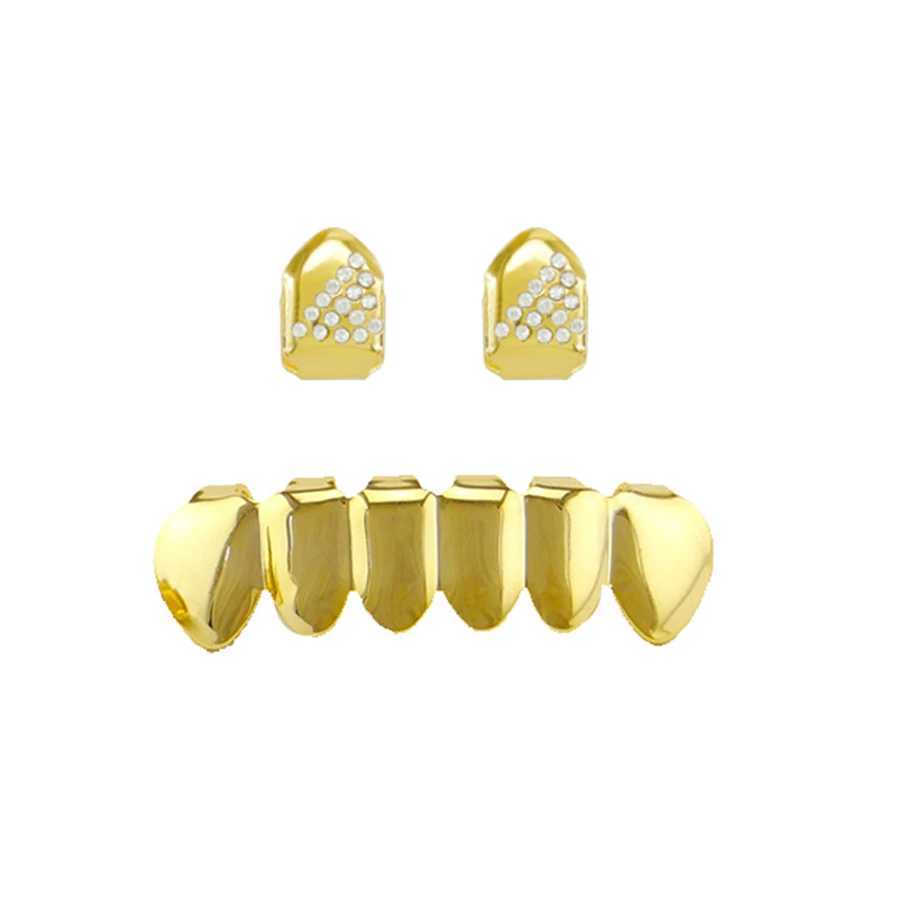 Single Hip Hop Teeth Grillz Fashion Rhinestones Gold Color Removable Grills Dental Mouth Punk Teeth Caps Jewelry GiftXJ250114
