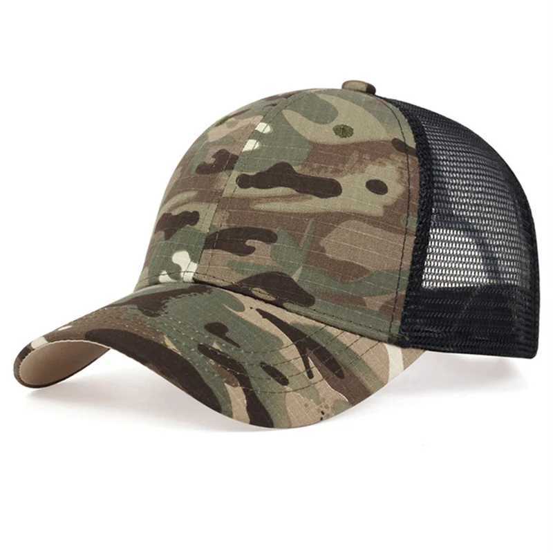 Mesh Summer Sun Hat s for Men Women Adjustab Baseball Men Trucker Hats Camouflage Jung Tactical HatsXJ250116