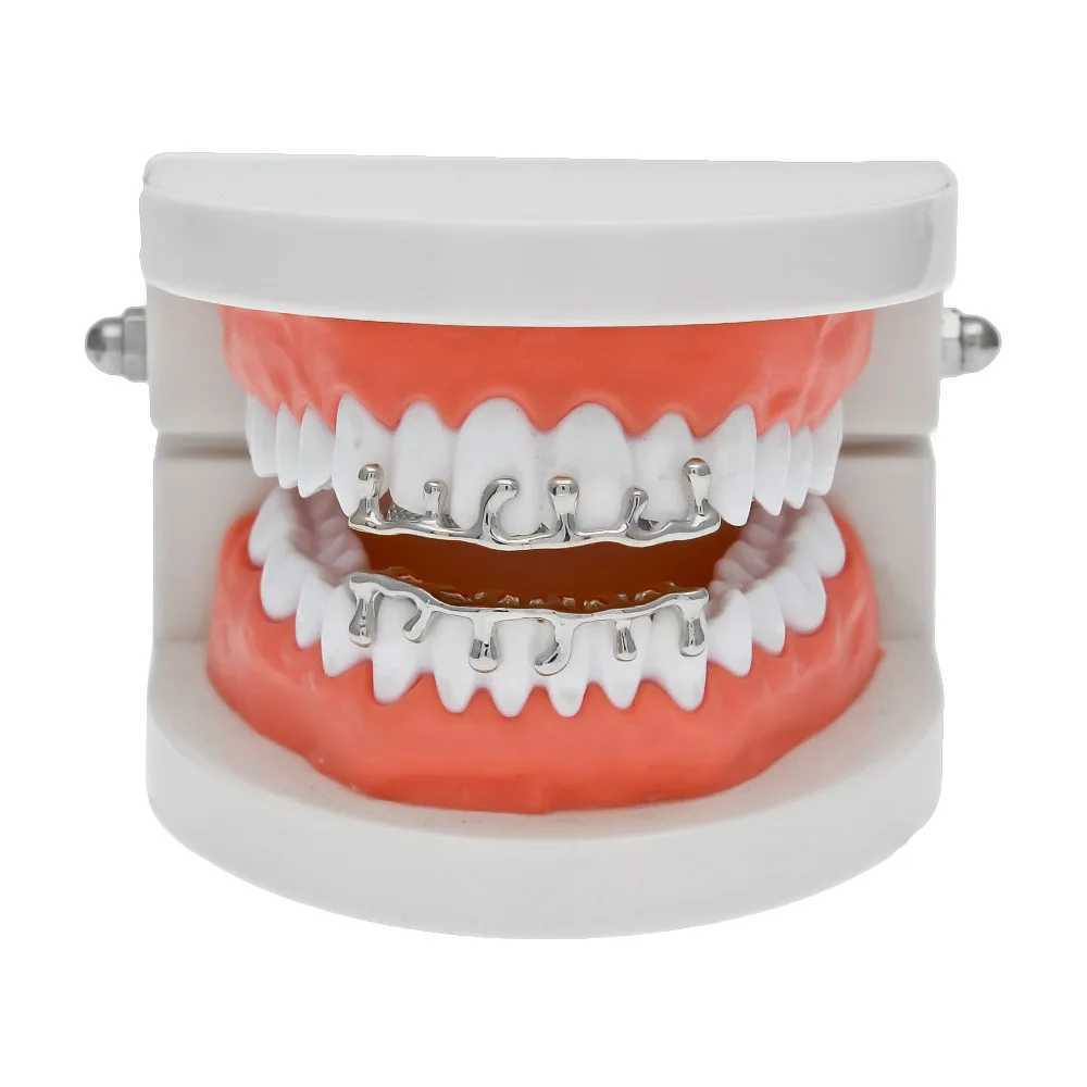 Rock Water Bling Teeth Grillz Top Bootom Dental Mouth Punk Teeth Caps Cosplay Party Tooth Rapper Hip Hop Jewelry TG008XJ250114