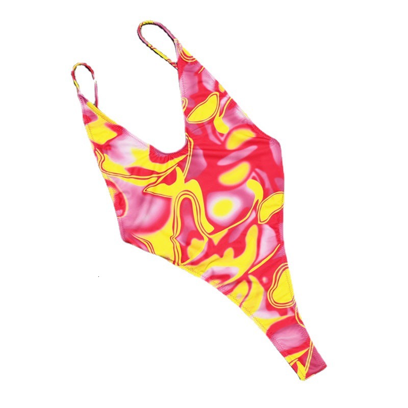 New Bikini Sexy Neon Colored Rune Dyed Off Back One Piece Women's Swimsuit