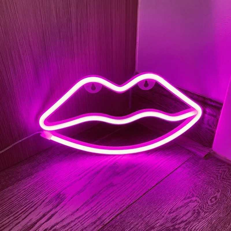 Lipstick shaped LED neon light logo USB powered love neon light night light 3D wall mounted art and game room bedroom living room decoration light log