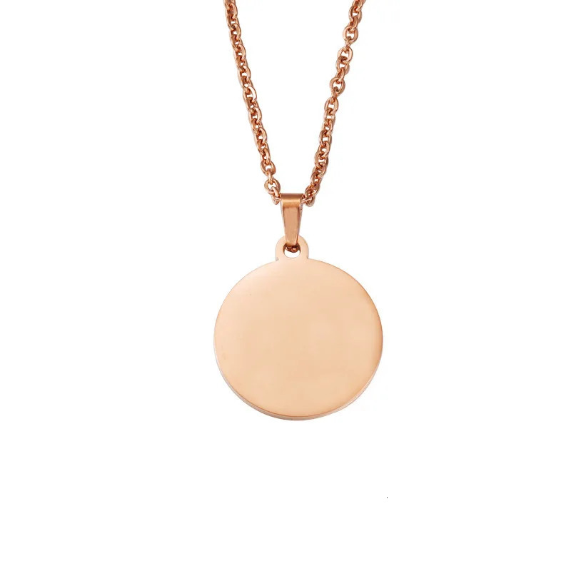 10Pcs 45cm 50cm 60cm Blank Round Disc Pendant Necklace Mirror Polish Stainless Steel Chain For Womens 250114