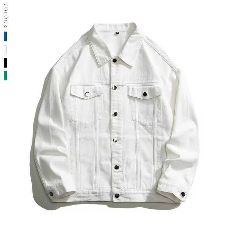 2024 Autumn Mens Oversize White Denim Jacket Fashion Streetwear Cotton Casual Loose High Quality Jean Coats Blue Green Black W250118