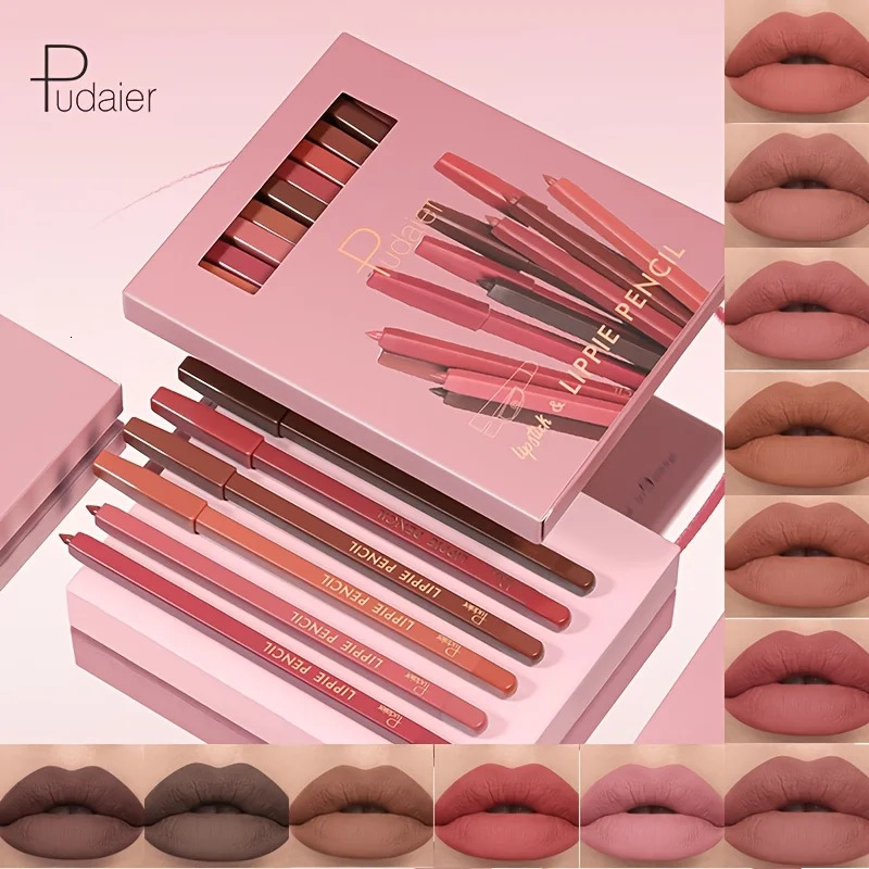 Pudaier 12-Color Lip Liner Pen Set Long-Lasting Waterproof Sweatproof Easy Blend Non-Fade Natural Berry Tones Crayon Form 250108