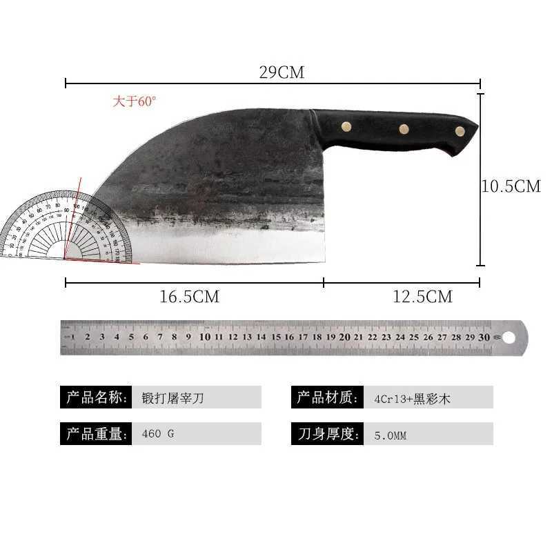 Full Tang Chef Knife Handmade Forged High-carbon Clad Steel Kitchen Knives Cleaver Filleting Slicing Broad Butcher knifeXJ250117