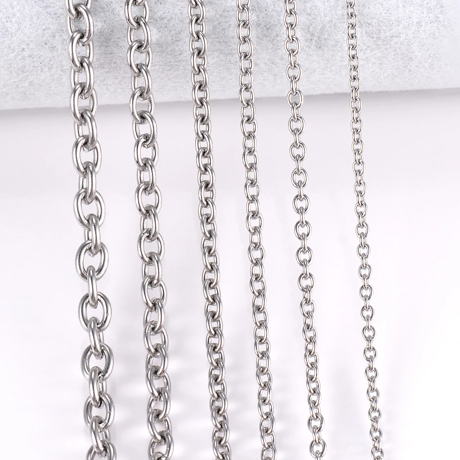 1Pc Width 15mm6mm Stainless Steel Cross O Chain Necklace For Women Men DIY Jewelry Thin Bracelet 250114