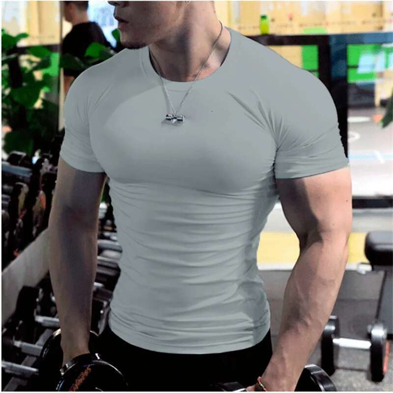 Ddmyoutdoor China Domestic Summer Compression Gym T Men Bodybuilding Fiess Shirt Short Sleeve Running Football Tshirts Sport Top Man Soccer Clothes