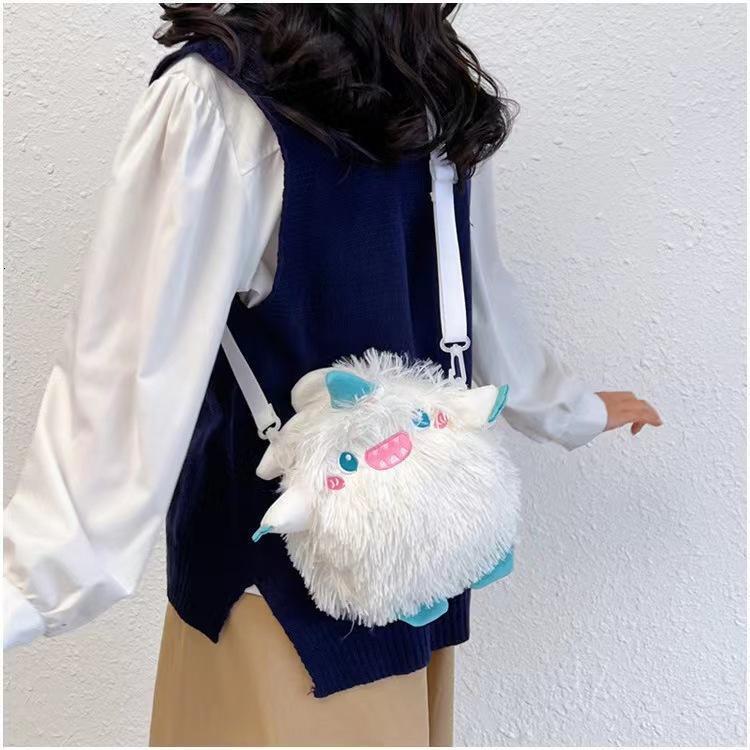 New Creative Long Hair Monster Personalized Plush Doll Girl Stylish Mobile Phone Small Shoulder Bag Gift swissmilitary