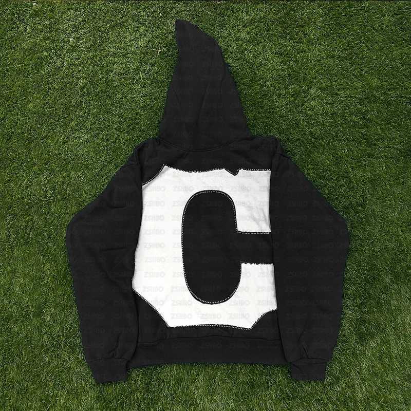 Letter Printed Men Hoodie Punk Retro Long SLeeved Jacket Top Women Sportswear Y2K Clothes Rhinestone Pullover Sweatshirt W250117